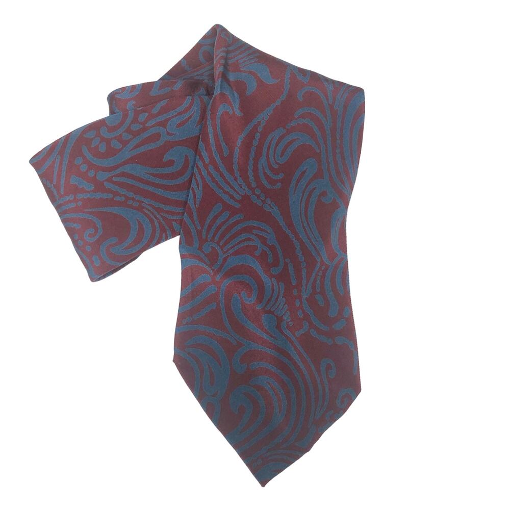 Bonwit Teller Silk Tie Vintage Purple Swirl Pattern Made in Italy